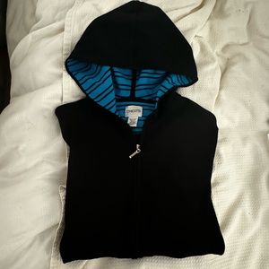 CHICO'S ZIP UP BLACK SWEATER WITH HOOD-NO WRINKLE SIZE 0